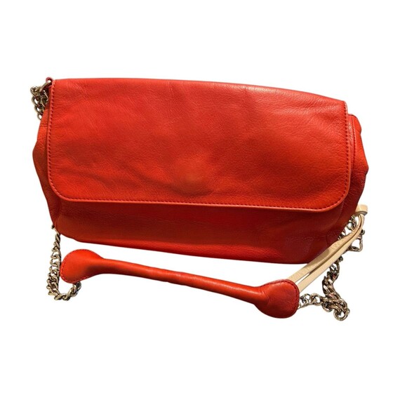 Coccinelle Shoulder Bag Red/Beige Crossbody Chain Strap Read Zip Pocket - Picture 6 of 13